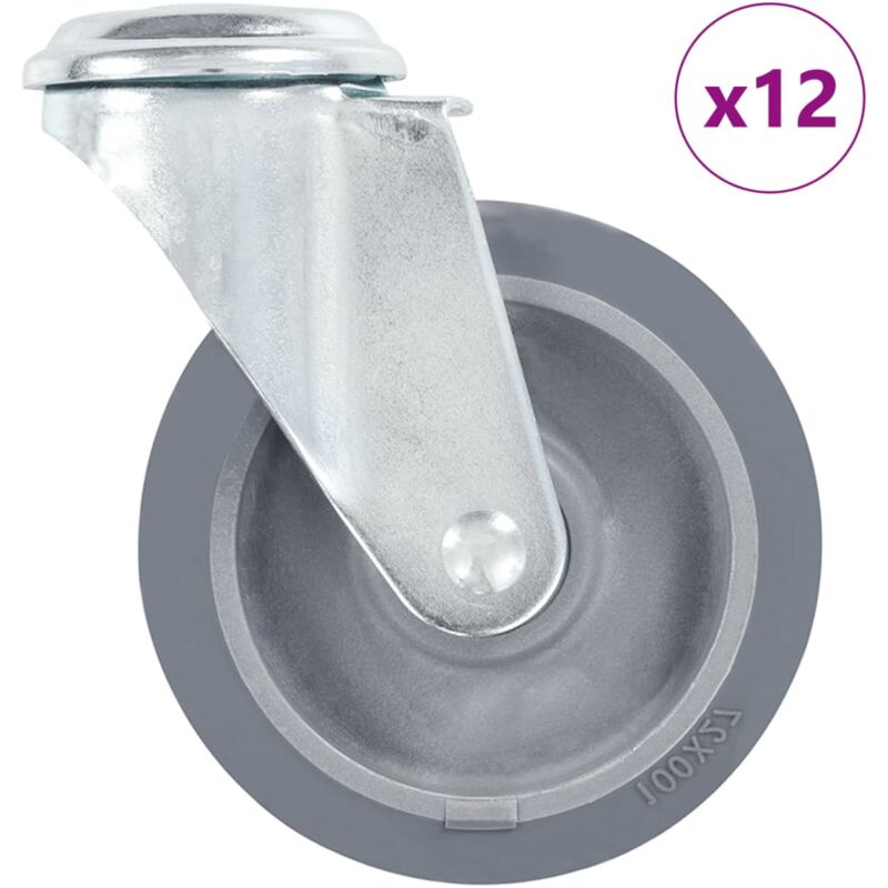 Vidaxl - 12 pcs Roulettes pivotantes à trou de boulon 100 mm