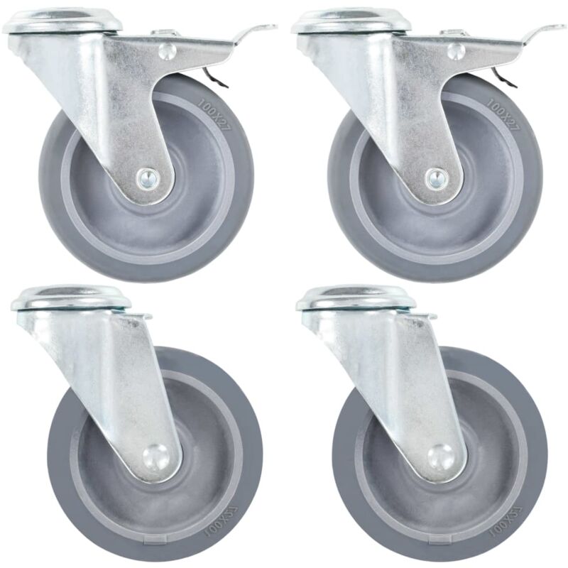 Vidaxl - 4 pcs Roulettes pivotantes à trou de boulon 100 mm