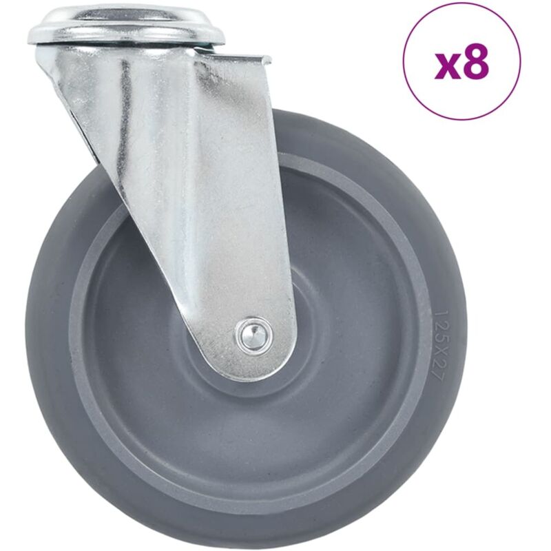 Vidaxl - 8 pcs Roulettes pivotantes à trou de boulon 125 mm