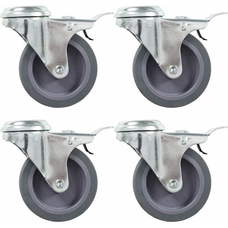 Vidaxl - 4 pcs Roulettes pivotantes à trou de boulon à double frein 75mm