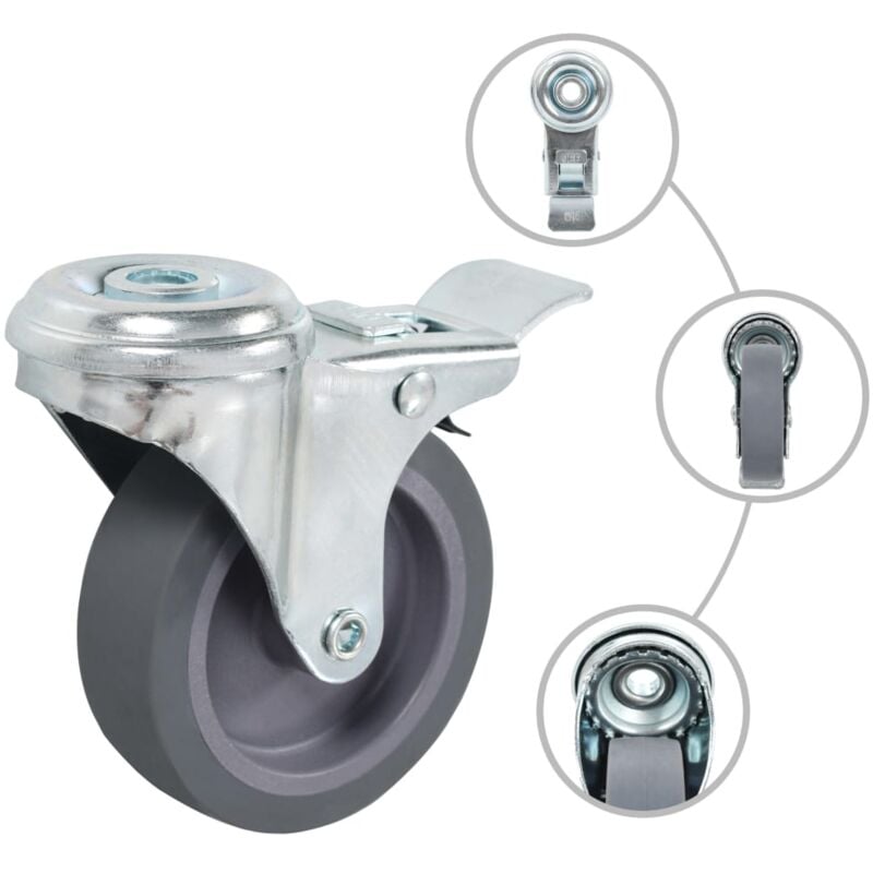Vidaxl - 16 pcs Roulettes pivotantes à trou de boulon 75 mm