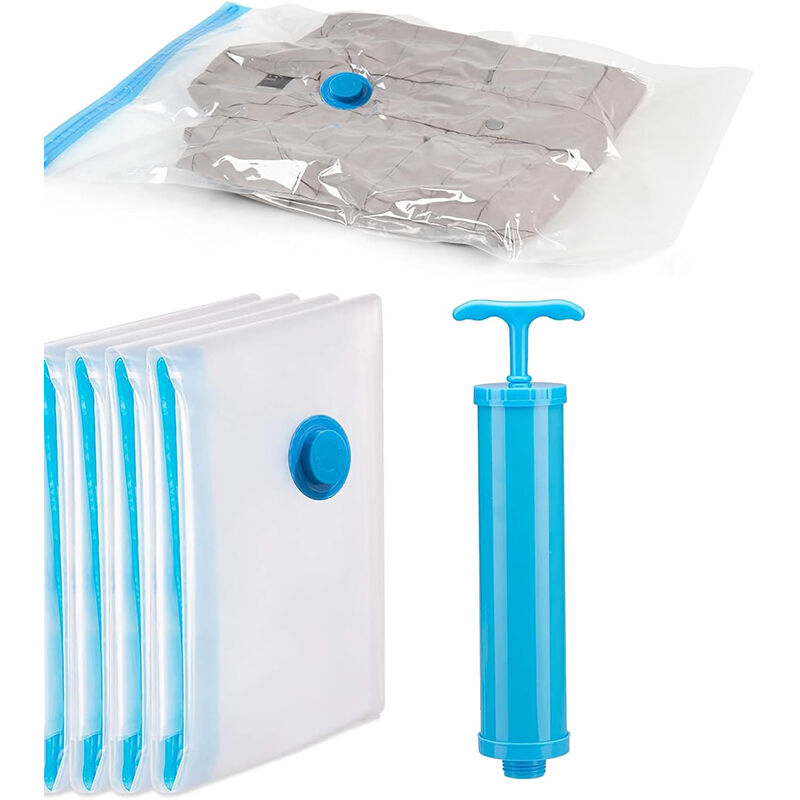 Aiperq - 4 pcs Sacs de Rangement sous Vide Voyage sous Vide Housse sous Vide Réutilisable Sac Compression sous Vide Vêtement [80x100cm]