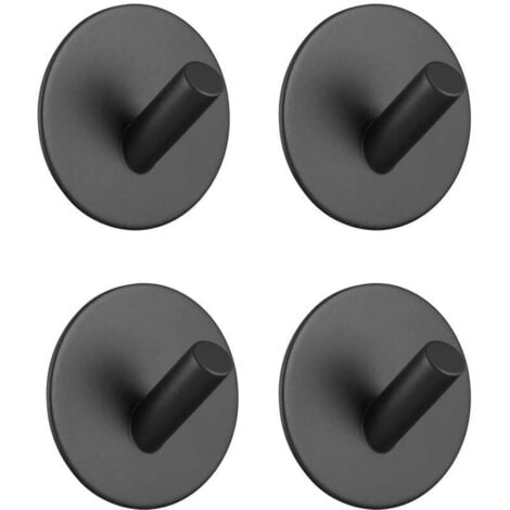 4 pcs Self-adhesive towel hooks Black robe hooksStainless steel