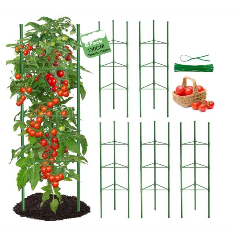 Tuteur Tomate,6pcs Cage à Tomates Support,130cm Vertical Cage à Tomates Treillis pour Jardin, piquets de Support pour Plantes grimpantes, légumes et Tuteur Tomate,6pcs Cage à Tomates Support,130cm Vertical Cage à Tomates Treillis pour Jardin, piquets de Support pour Plantes grimpantes, légumes et