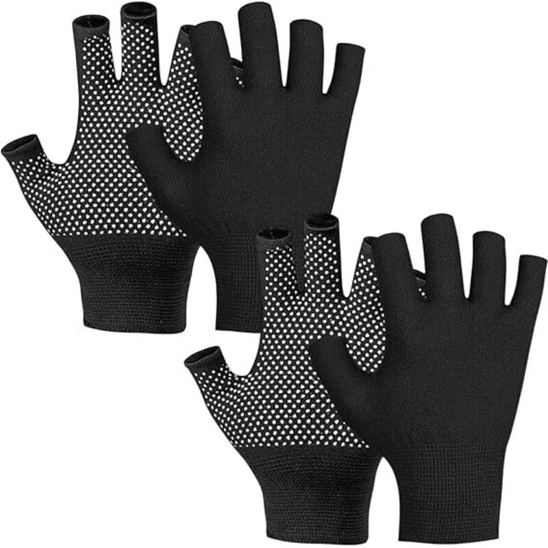 2 Paires de Gants Antidérapants, Gants Yoga Antidérapant Femme, Gant d'Hiver Sans Doigts Antidérapant pour Photographie, Conduite, Sport, Activités
