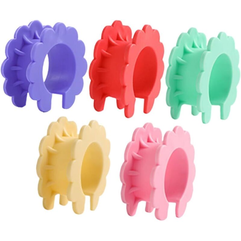 5 pièces Crochets Fixes Silicone Forme de Tournesol Lot de Boucles Colorées Antidérapantes pour Cintres Accessoires Résistants Vent pour Séchage