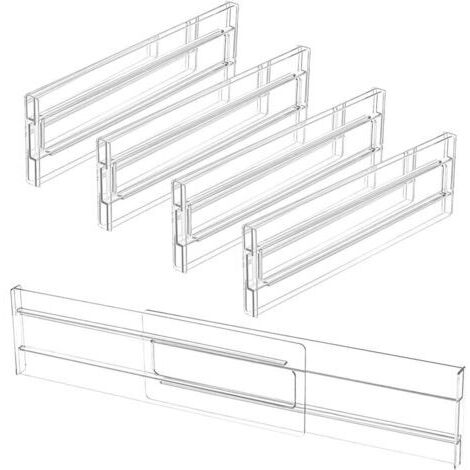 4 PCS Separateur Tiroirs Reglable en Plastique 27.5-52cm Organisateur Diviseurs de Tiroir Réglable Organisateur Rangement Tiroir Bureau Organisateur pour Tiroir de Bureau