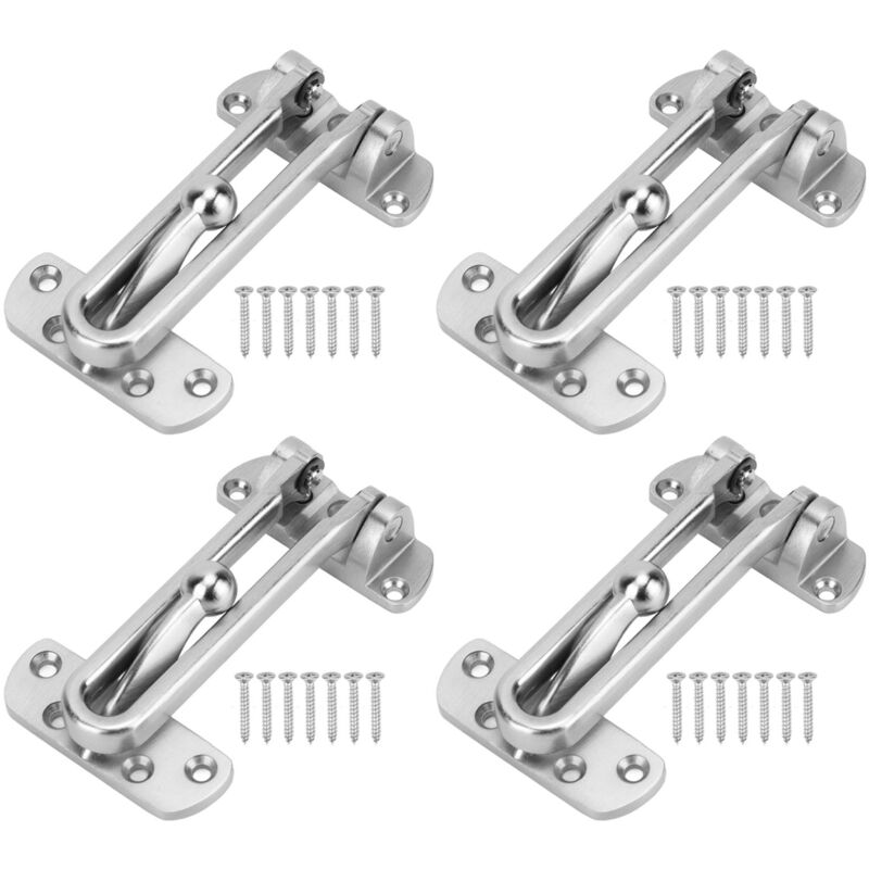 4 Pcs Serrure à barre pivotante en alliage de zinc bras extra épais résistant aux chocs serrure de porte ajustable à 3 positions garde de sécurité