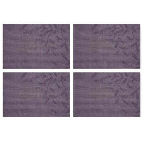 4 Pcs Set de Table antidérapant,4 pièces,tapis de Table résistant à la chaleur, motif de feuilles de Style européen, lavable.Violet