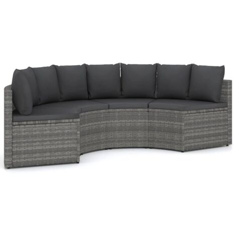4 PCS Set Sofas Garden con almohada de terciopelo gris