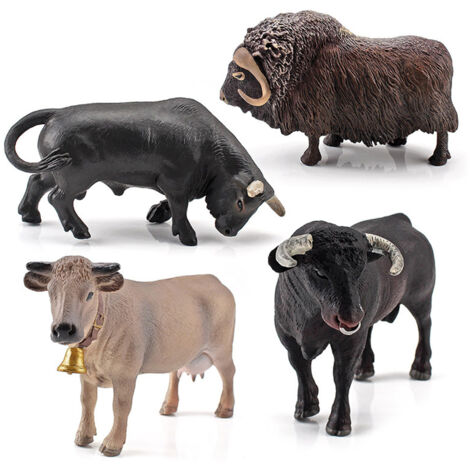 4 Pcs Simulation Farm Cow Cattle Ox Bull Figurine PVC Farm Animal Model Action Figure Home Decoration Kids Educational Toy