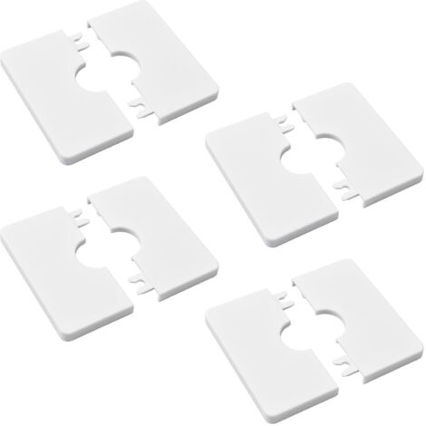 4 Pcs Square ABS Plastic Self Adhesive Wall Covers for 22mm Diameter Shower Pipe (White)