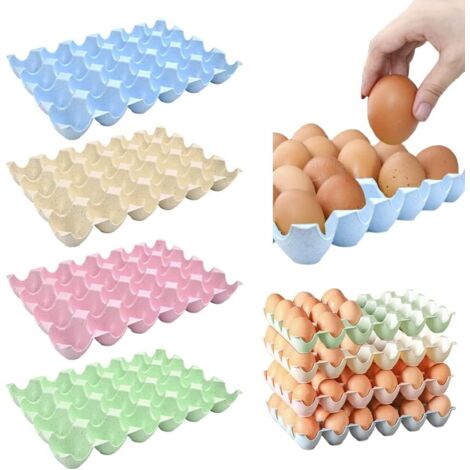 4 PCS Storage Box 24 Egg Racks Egg Storage Fridge Plastic Egg Box Egg Holder Trays Stackable Fridge Storage for Kitchen Fridges Keep Fresh
