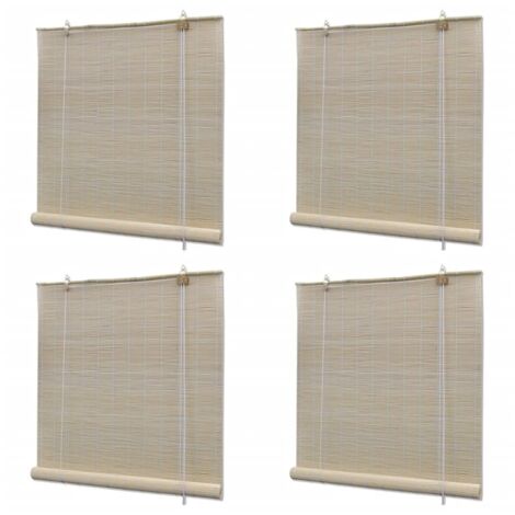 4 pcs Stores à rouleau, Stores Enrouleur, Stores Occultant, Stores jour nuit pour Fenêtre Bambou l 120x160 cm MAE9944