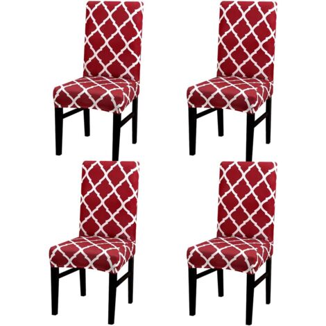 4 Pcs Stretch Dining Chair Covers Universal Chair Slipcovers Chair Cover for Home Restaurant Bar Hotel Red