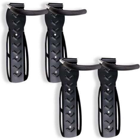 4 pcs Support de vélo Support Mural Noir pour 4 vélos Supports muraux