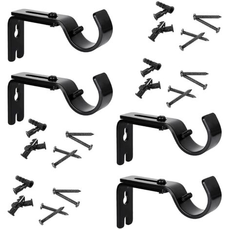 4 Pcs Support Mural Rglable Pour Tringle  Rideau Fixations En Acier Inoxydable Pour Barre  Rideaux Accessoire En Mtal Maison Chambre Bureau Avec 8