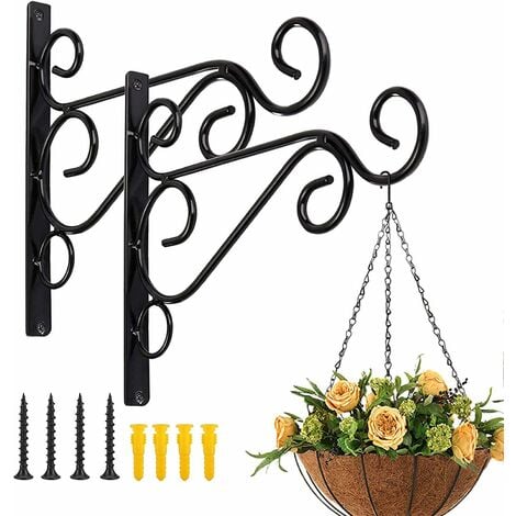 CSPARKV 4 Pcs Suspension Crochet en Fer Forgé Support Plante Mural avec Vis Accroche Plante Mural Suspension Crochet Plante Rétro pour Jardin Balcon Lanterne Plants Déco