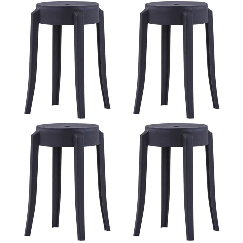 Vidaxl - Tabourets empilables lot de 4 noir plastique