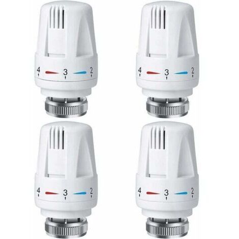 4 PCS Tête Thermostatique pour Radiateur, Vanne M30 x 1,5 pour Système de Chauffage Maison et Bureau