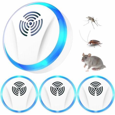 4 Pcs Ultrason Anti Moustique, Repulsif Ultrason & électronique Antiparasitaire Intérieur, Moustiques, Fourmis, Araignées,Cafards