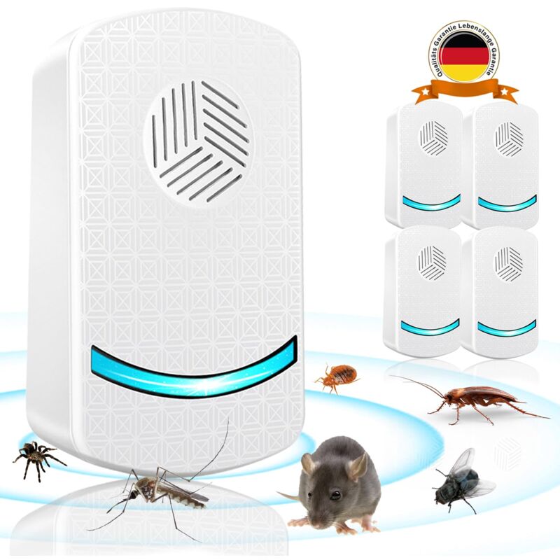 4 PCS Ultrason Anti Moustique Ultrason Souris et Rats, Insectes Répulsif Électronique Anti Souris, Rats, Fourmis, Araignées, Moustiques, Cafards-A2