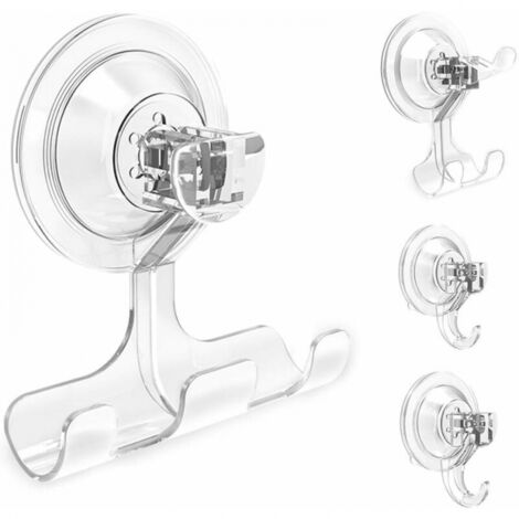 4 Pcs Vacuum Suction Cup Hooks - Razor Holder - Crown Hook - Multi-use for Bathroom, Kitchen, Office, Storage