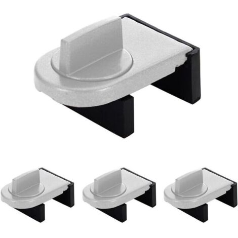 4 Pcs Verrou Baie Coulissante. Serrure Butée Réglable. Serrure de Sécurité pour Fenêtre. Bloque Fenetre Coulissante. Sans Perceuse. pour Portes et Fenêtres Coulissantes (Argent)
