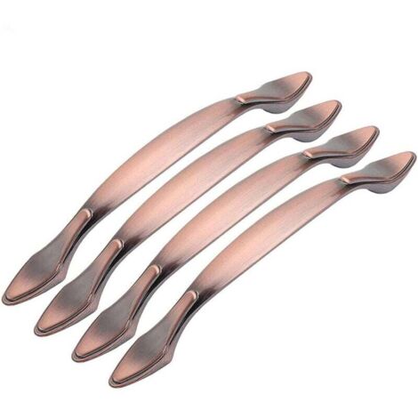 4 pcs Vintage Poignées de Porte de Meubles, Poignées d’Armoire Vintage en Forme d’Arc Poignée Tirer Meubles (Entraxe des trous 96 mm, bronze rouge)