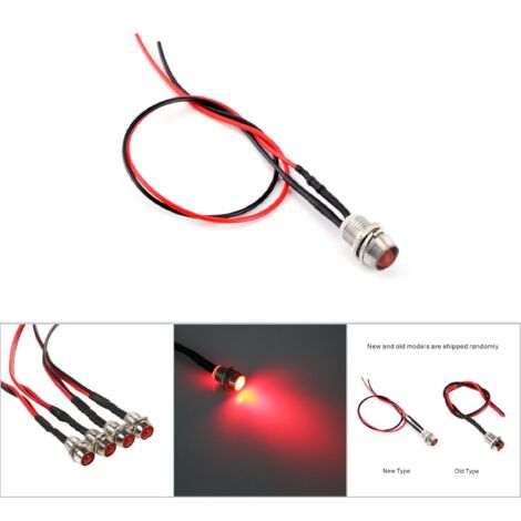 4 Pcs Voyant LED 12V 8mm Rouge pour Tableau de Bord Voiture Camionnette