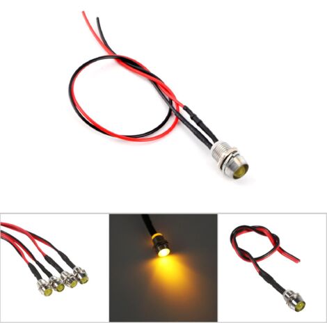 4 Pcs Voyant Témoin LED Jaune 12V 8mm pour Tableau de Bord Voiture Camionnette