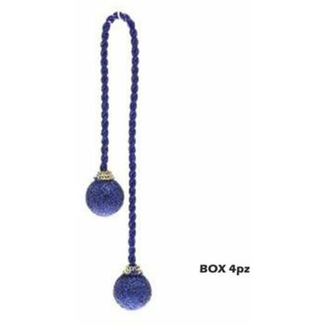 4 pendoli con 2 sfere glitterate per albero natale - colore blu - decorazioni addobbi natalizi