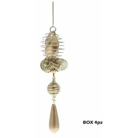 4 pendoli con fiocco e 4 sfere per albero natale - colore oro - decorazioni addobbi natalizi