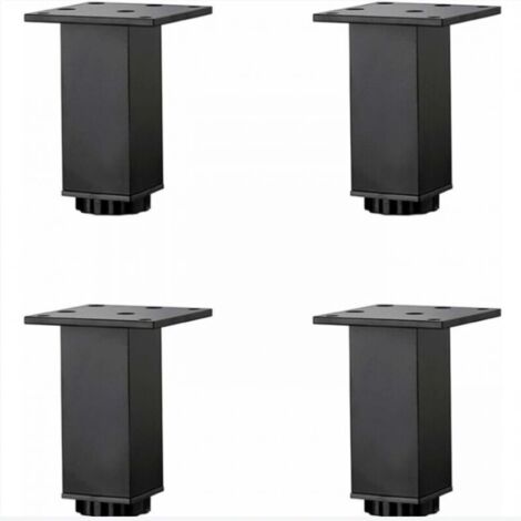 4 pezzi (10 cm/3,9 pollici) Gambe per mobili in lega di alluminio regolabili in altezza, Gambe per tavolini/divani, Gambe per mobili da bagno/lavandino, Nero opaco, con viti