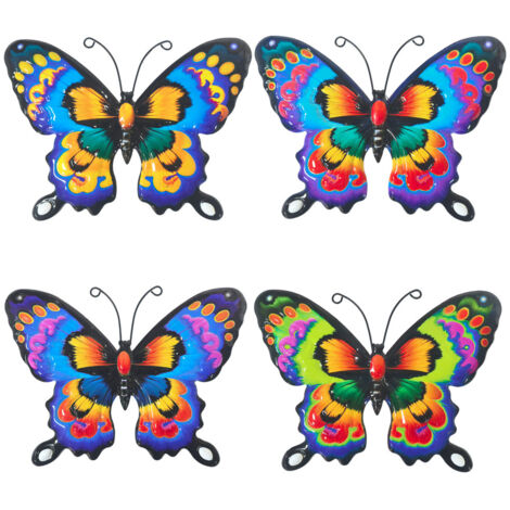 4 pezzi decorazione da parete a forma di farfalla in metallo, decorazione da parete a forma di farfalla in metallo, decorazione da giardino per esterni, per giardino, cortile, recinzione, soggiorno, c