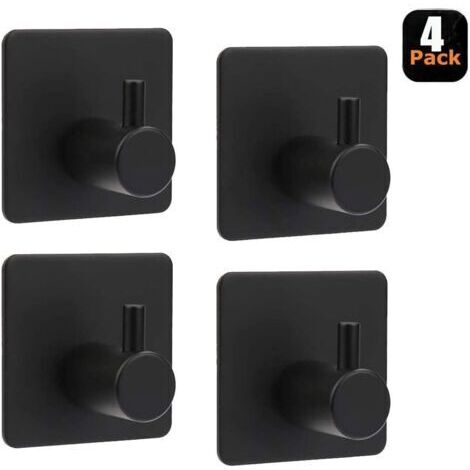 4 pezzi di adesivo per supporti in acciaio inox, supporti per parete per il bagno con una capacità di carico massima di 8 kg, porta asciugamani per famiglia e ufficio, autoadesivi, in nero
