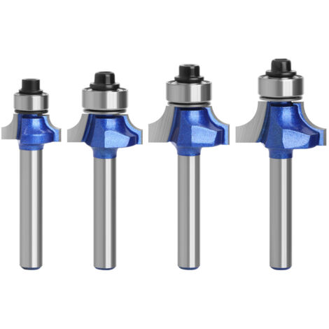 4 pezzi di fresa arrotondata per lavorazione del legno, fresa in carburo, fresa arrotondata, gambo in carburo da 6,35 mm, frese a estremità arrotondata, utensili per falegnameria