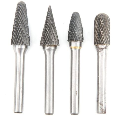 4 pezzi di frese rotanti in acciaio al tungsteno da 6 mm per sbavatura e lucidatura