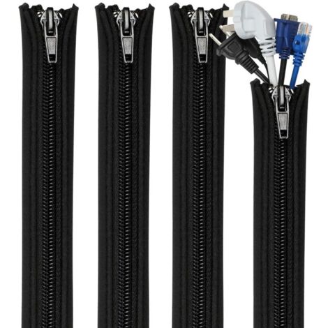 4 pezzi di guaina per cavi, lunghezza totale 2 m, diametro 30 mm, con cerniera, pratica, resistente, sicura, 0,5 m per pezzo