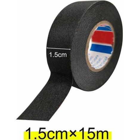 4 pezzi di nastro adesivo nero per auto (1,5 cm x 15 m) - Nastro in tessuto per auto, nastro adesivo ad alta temperatura, nastro nero resistente, nastro in tessuto