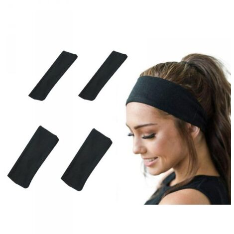 4 Pezzi Fascia Sportiva Capelli Nero per Uomo e Donna Larga 5,5cm + 8cm