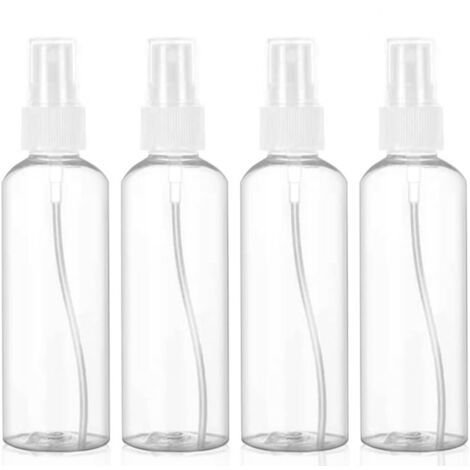 4 pezzi Flacone spray vuoto, Flacone spray a nebbia fine da 100 ml, Spruzzatore da viaggio in plastica, Flacone trasparente con atomizzatore ricaricabile, per lozione, shampoo ecc.