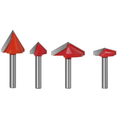 4 pezzi Fresa per scanalatura a V dritta, 60° 90° 120° 150°, gambo da 6 mm, fresa per fresatura di legno 3D V Fresa per incisione CNC