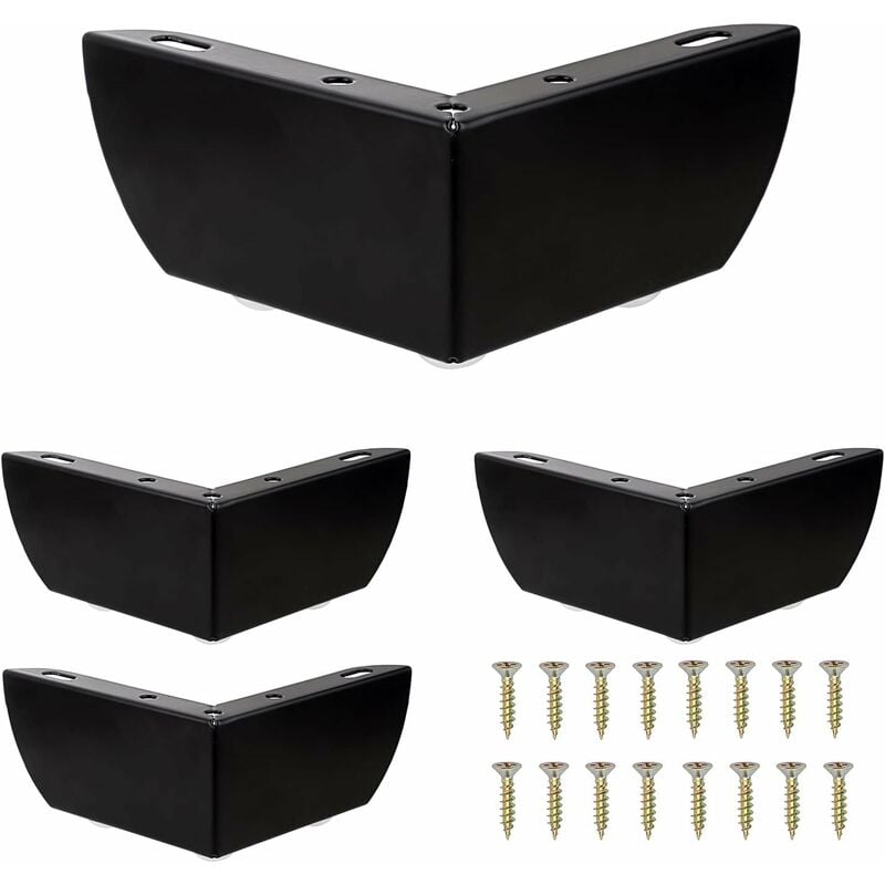 Image of 4 Pezzi Gambe per Divano Moderne 55mm Gambe per Letto Antiscivolo con Viti Piedini per Mobili per Tavolo Armadietto - Nero