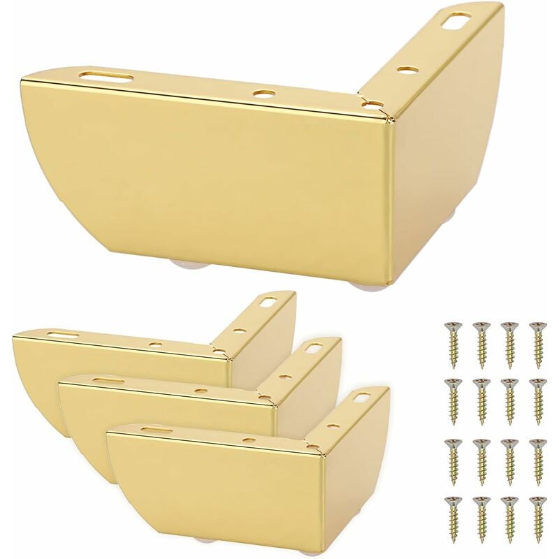 Image of 4 Pezzi Gambe per Divano Moderne 55mm Gambe per Letto Antiscivolo con Viti Piedini per Mobili per Tavolo Armadietto - Oro