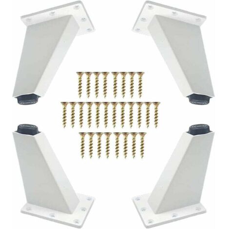 4 Pezzi Gambe per Mobili, Gambe per Mobili Oblique in Alluminio Metallico, Sostituzione della Gamba del Divano per Comò da Tavolo per Divano, Viti di Montaggio Incluse, Bianco, 80 mm