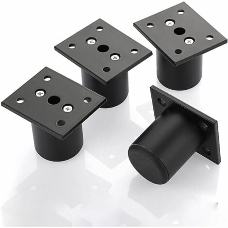 CYSLMUK 4 pezzi Gambe per mobili regolabili Piedini per letto Sollevamento mobili Gamba in lega di alluminio per base letto, armadio, tavolo (nero, altezza 50 mm)