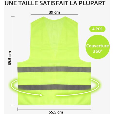4 pezzi gilet per auto per uomo e donna, gilet di sicurezza riflettente per auto Cheerhom, gilet di sicurezza per adulti, gilet di sicurezza giallo ad alta visibilità per auto