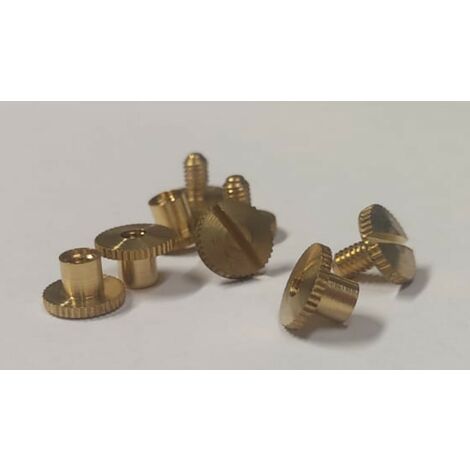 4 PEZZI - GIUNZUONI PER ASSEMBLAGGIO MOBILI - MASCHI E FEMMINE - IN OTTONE LUCIDO 4x5MM