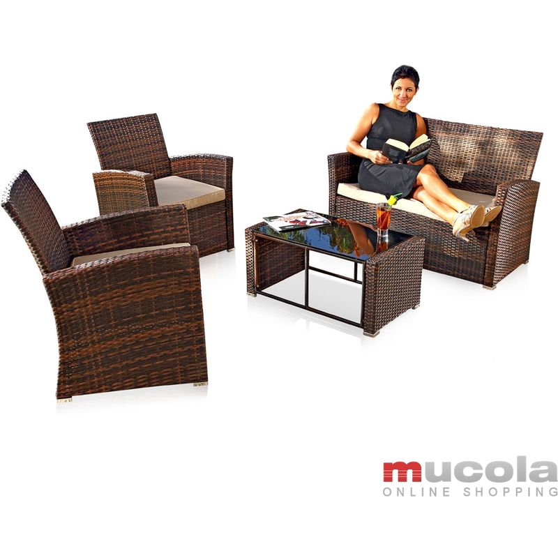 4 pezzi in rattan set di sedute set di mobili da giardino polyrattan divano mobili da salotto M01